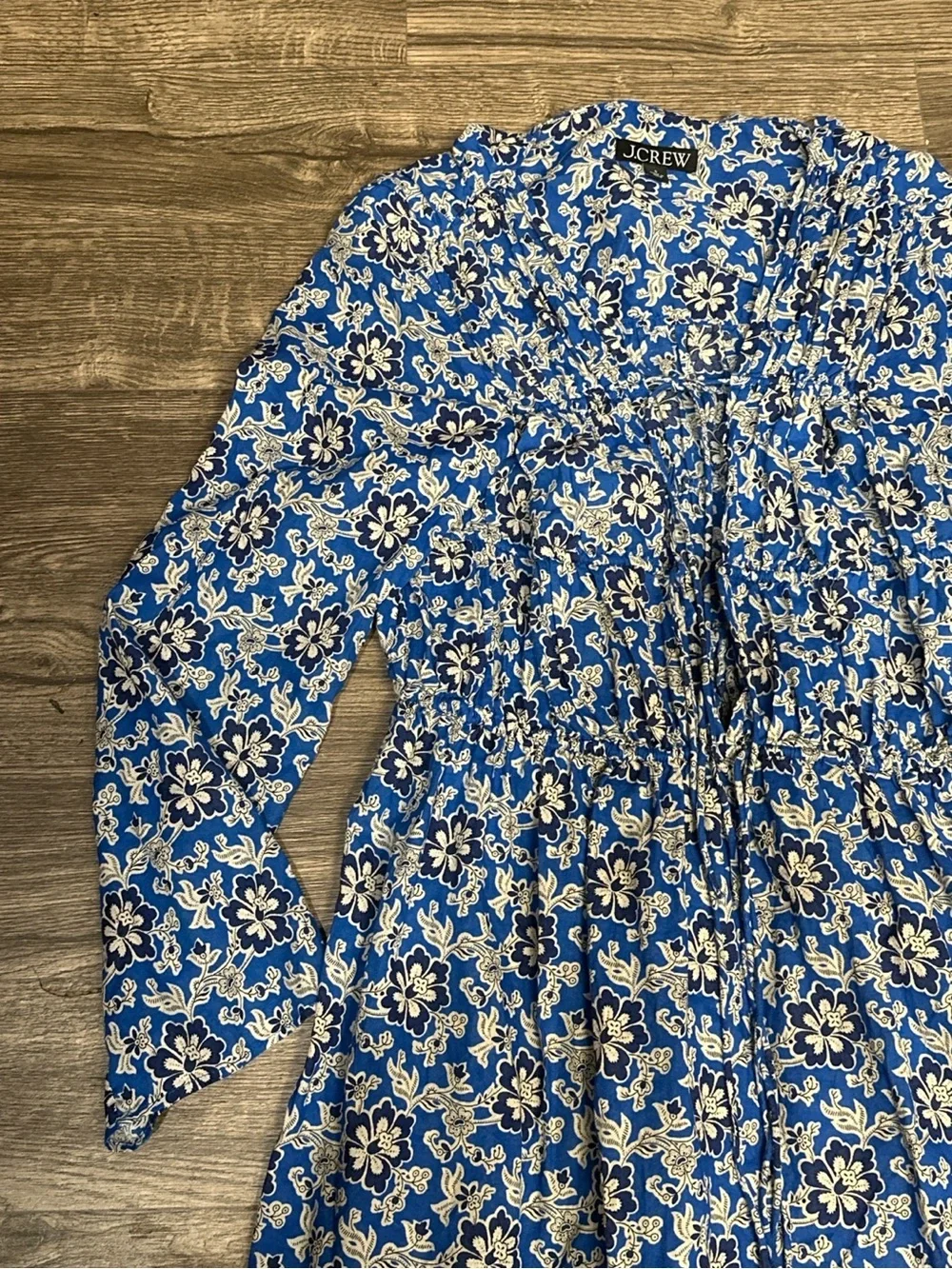 J.Crew Blue Floral Cotton Boho Mini Dress Size S Style CA458 - Picture 3 of 10
